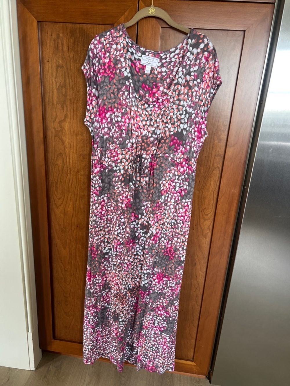 Midnight by Carole Hochman Floral Maxi Dress Pink,Coral & Gray